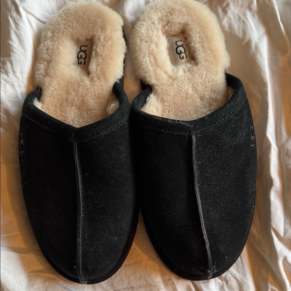 UGG Black and Cream Women's Slippers